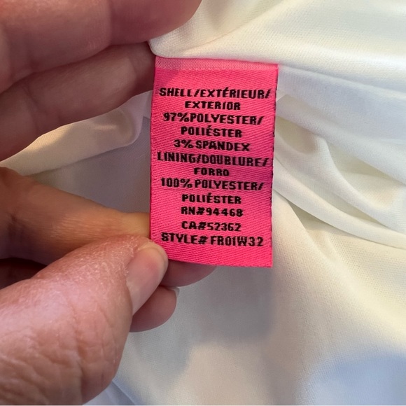 Betsey Johnson NWT Off White Puff Sleeve Faux Wrap Dress Size 12 - Picture 6 of 7